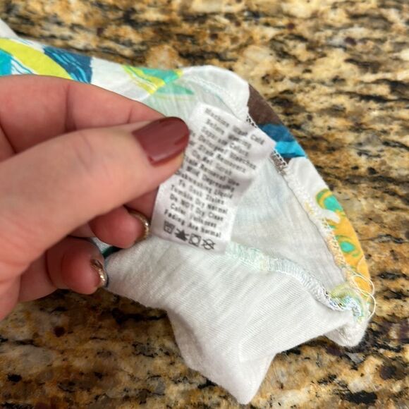 Fresh Produce Cotton Abstract Print Sharkbite Hem Short Sleeve T-Shirt Size XS - Picture 7 of 9